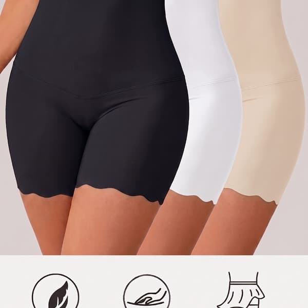 3-pack sömlösa formande trosor med hög midja, magkontroll, svalkande underkläder S Black