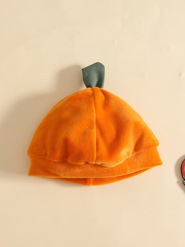 Baby Boy Græskar Broderet Hætte Romper Pullover til Efterår og Vinter 0-3M Orange-Red