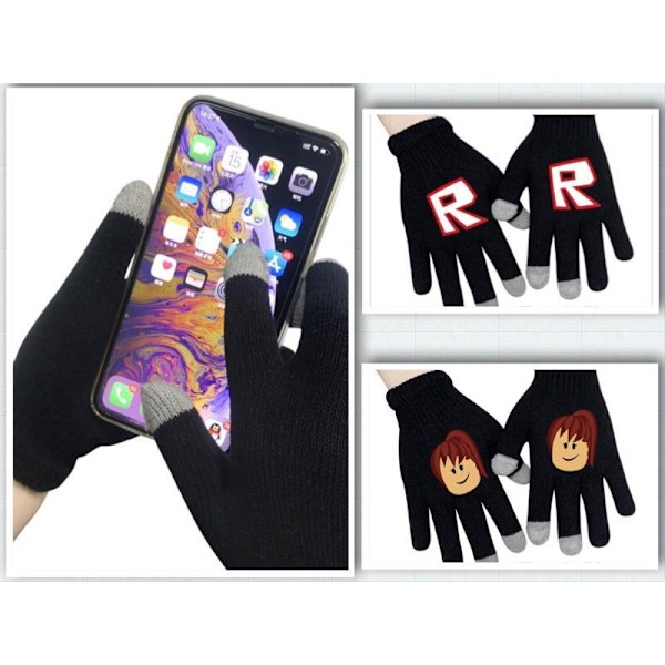 Roblox Svarta Stickade Handskar Med Touch Funktion Touchhandske Black