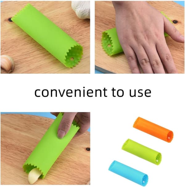 3-pack Silicone Garlic Peeler, Easy Garlic Roller for Garlic Press, Vegetable Peeler for Kitchen Utensils