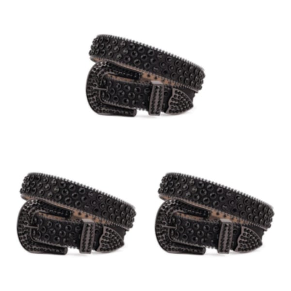 1/2/3/5 Y2K Style Rhinestone Bælte Western Rhinestone Bælte Til Sort 105cm-FS1- Black 105cm 3PCS