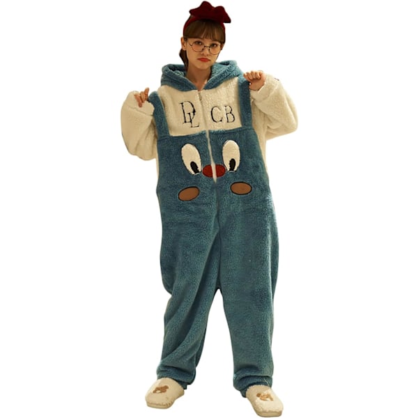 Onesies til Kvinder, Voksne, Kigurumi Onesies til Mænd, Pyjamas, Fleece, Dyr, Jumpsuit, Sovdrægt, Halloween Kostume, Jul, Cosplay og Fest Kvinder - Blå Kvinnor - Blå L