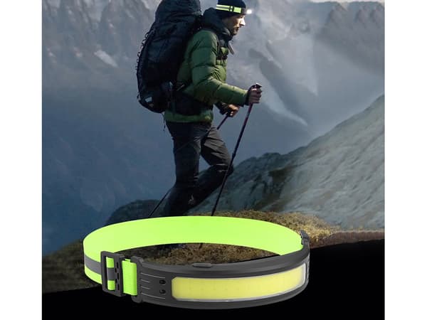 Oppladbar hodelykt - COB LED - Vanntett-FS- Svart black