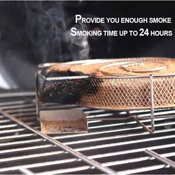 9,8 tommer koldrøgsgenerator til BBQ-grill eller rygespåner Varm- og koldrøgning Laks Kød Brændetid op til 18-24 timer