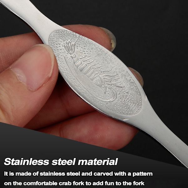 Krabbegaffel i Rustfrit Stål 4 stk Krabbe Spiseværktøj Krabbe Klo Krabbenål Husholdningsfisk og Skaldyr Skallet Hårig Krabbe Tilbehør A Large 20cm Silver
