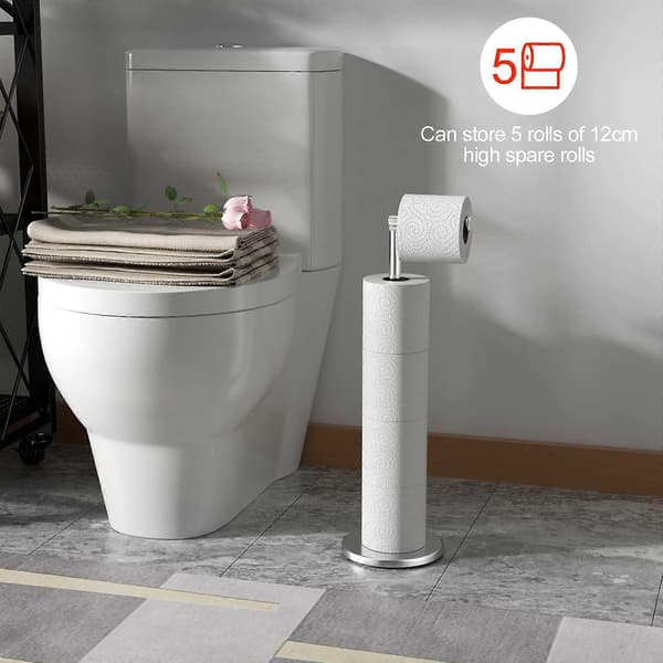 Fritstående toiletpapirholder, toiletpapirdispenser rustfrit stål, toiletpapirholder tung base, rustfri toilet...-FS-
