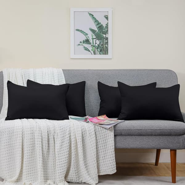 Pillowcase 4-pack - Standard size 50x75 cm - 100% brushed microfiber pillowcases with envelope closure - Wrinkle, fade and stain resistant pillowcases Black