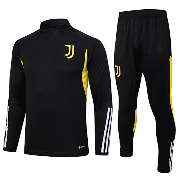 Säsong 23-24 Juventus hemma långärmad tröja set barn långärmad set för vuxna svart black M