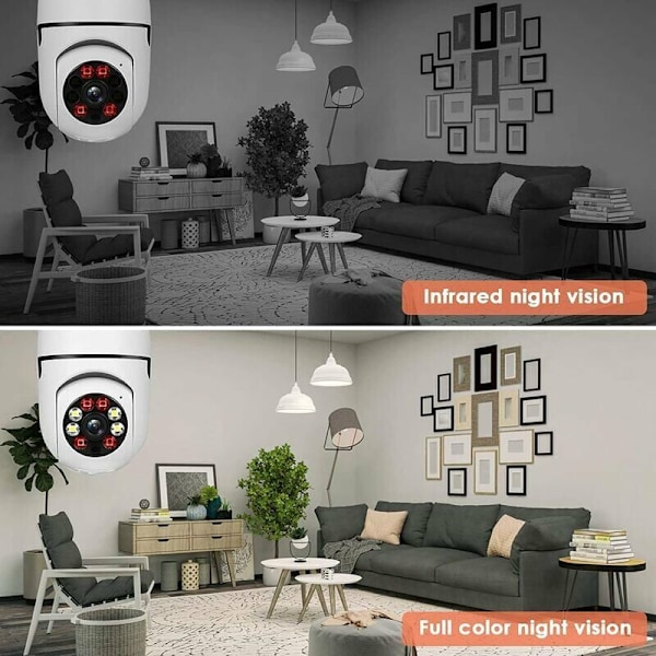 2-pack WiFi Trådlös Säkerhetskamera Glödlampa-kamera, Övervakning Ca
