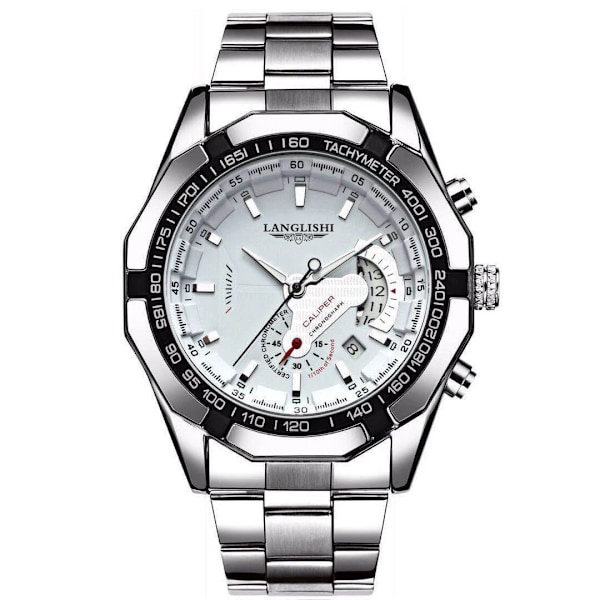 LANGLISHI Automatisk klocka Toppmärke Lyx Importerat urverk Vattentät Lysande Mekanisk Armbandsur-FS1- White Silver