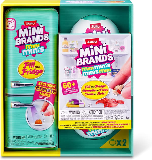 Minikjøleskap + 2 kapsler, Fyll kjøleskapet-sett, Mini Brands