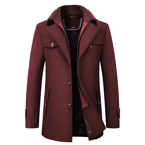 Uldfrakke til mænd, efterår & vinter, dobbeltkrave, uldfrakke, tyk uldfrakke, lang jakke vinrød xxxl-FS1- xxxl wine-red