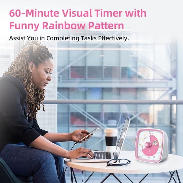 Regnbue Visuel Timer med Natlys 60-Minutters Lydløs Nedtælling Blå Not provided Blue