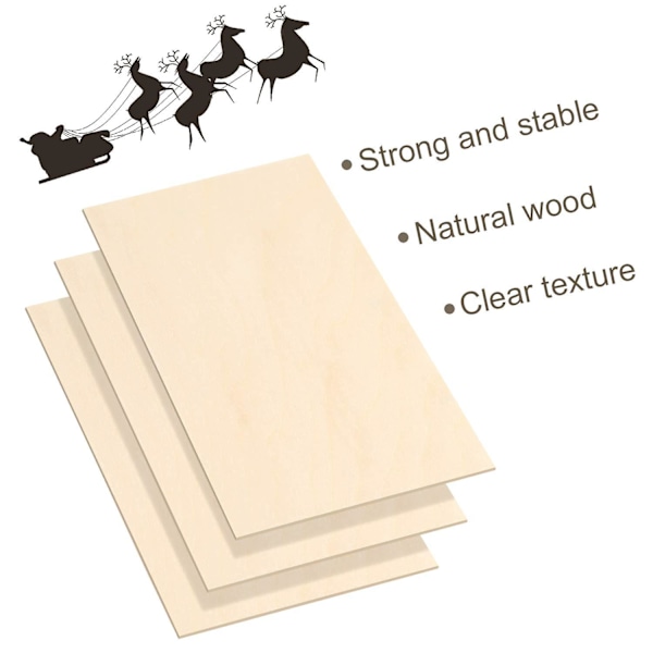 10 kpl Balsapuutauluja, Puuplywood Hobby Puulevy DIY-käsitöille Puumalli (150 X 150 X 1,5 mm)