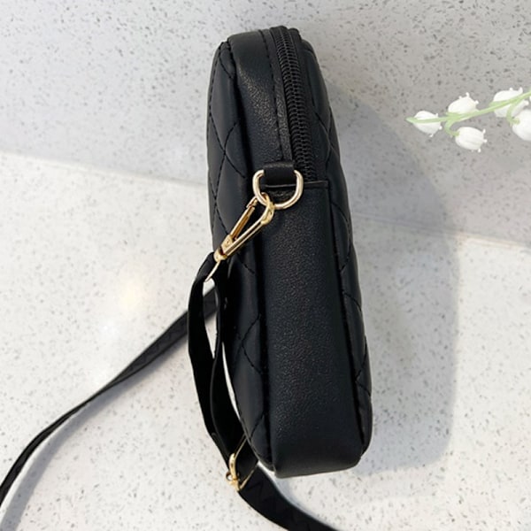 PU-læder Skuldertaske Broderi Mobiltelefon Tasker-FS1- Khaki