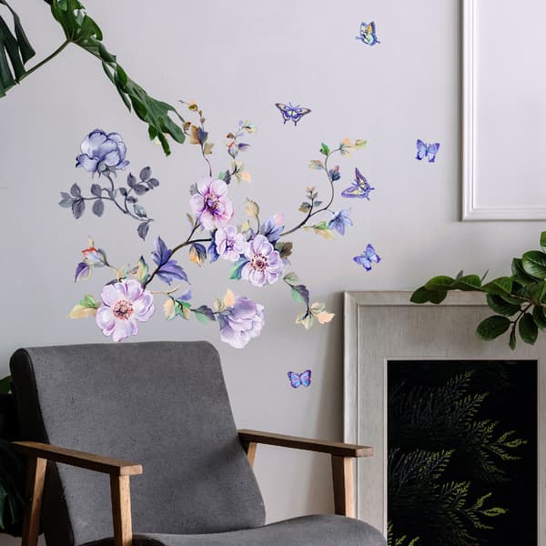 Removable Fresh Flower Wall Decals for Home Decor - Purple-FS-
