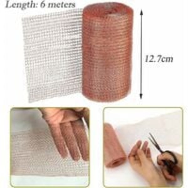 Mesh, høykvalitets anti-gnagernett Mesh Strikket kobbernett for hjemmehage Skadedyrbekjempelse Gnagere Snegle Fuglekontroll (6 meter)