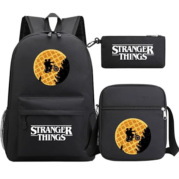 Stranger Things Ryggsäck 3-Delars Set Student Skolväska Canvasväska 10 10