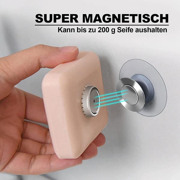 Magnetisk sæbeholder 6-pak sugekop vægmontering ingen boring rustfri til badeværelse køkken bruser hjem rustfrit stål