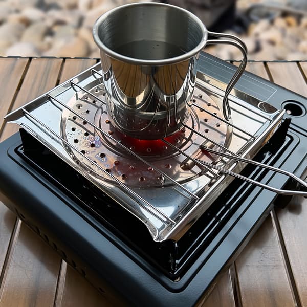 Brødrister til komfur i rustfrit stål med foldbart håndtag til camping og køkken 21.49x19.99cm Silver