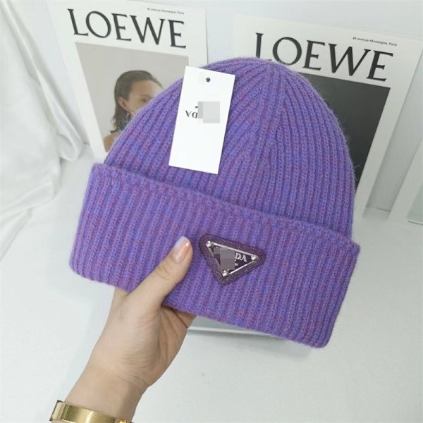 Stickad mössa för höst och vinter - Varm mössa i mörkviolett Dark Violet-FS2- Dark Violet prada One size