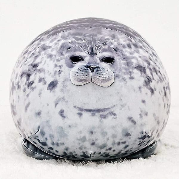 Seal Bed Pillow, Chubby Seal Pillow, Cute Seal Plush Toy Cotton Plush Pillow Grey