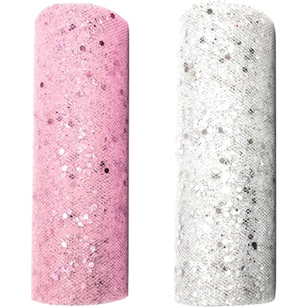 Glimtende tylstof, glitter tyl, brudevals tyl, velegnet til dekorationer, gaveindpakning, tøj