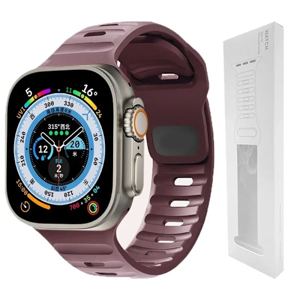 Silikonarmbånd for Apple Watch Band 49mm 44mm 45mm 40mm 41mm 42mm 38mm Ultra 2 Sport Rem Armbånd iwatch Series 9 8 7 6 5s wine red-BOX17