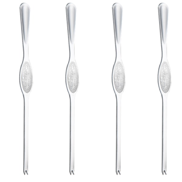 Krabbegaffel i Rustfrit Stål 4 stk Krabbe Spiseværktøj Krabbe Klo Krabbenål Husholdningsfisk og Skaldyr Skallet Hårig Krabbe Tilbehør B Large 15cm Silver