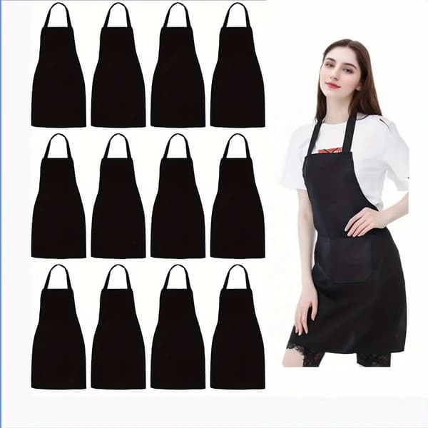 Premium store forklæder med lommer til madlavning, grill og udendørs aktiviteter 10pcs-Blk