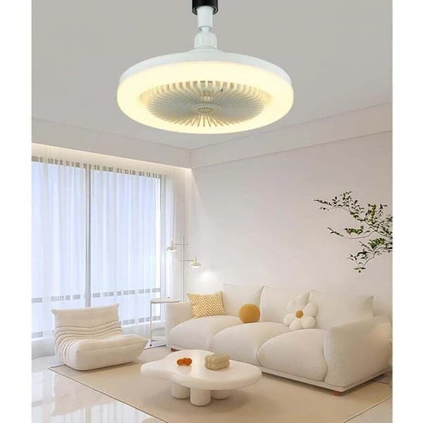 Stille loftventilator med LED-lampe E27 – Dæmpbar 10-100% – 3 hastigheder – 1/2/4t timer – Til rum op til 10m² – 3 hastigheder