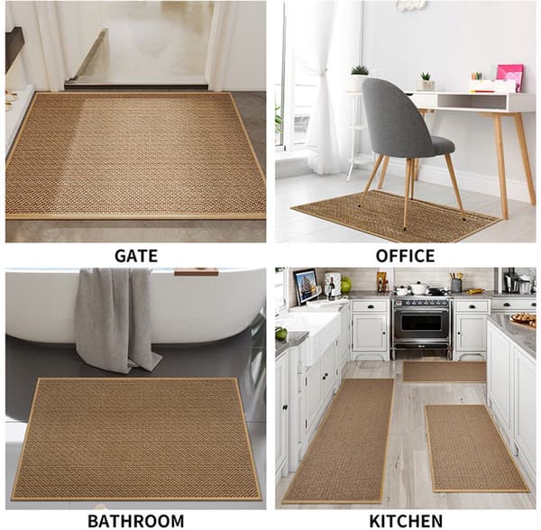 Sklisikker kjøkkenmatte 44x75cm, vaskbar med gummiert bakside for gulv - Grå