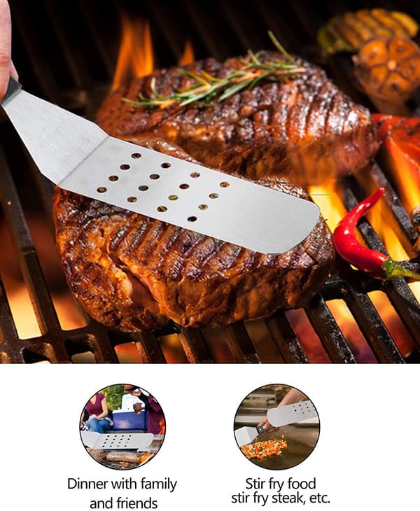 Sett med 3 stekespader, 1 grønnsaksskrape, 2 for grilling og stekeplate, 6-delt sett-FS-