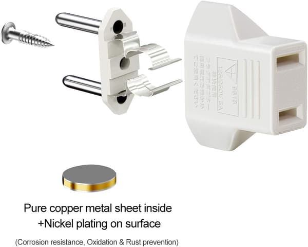 USA til EU-adapter, [6-pak] 2-benet CN Kina USA til 2-benet EU-FS-
