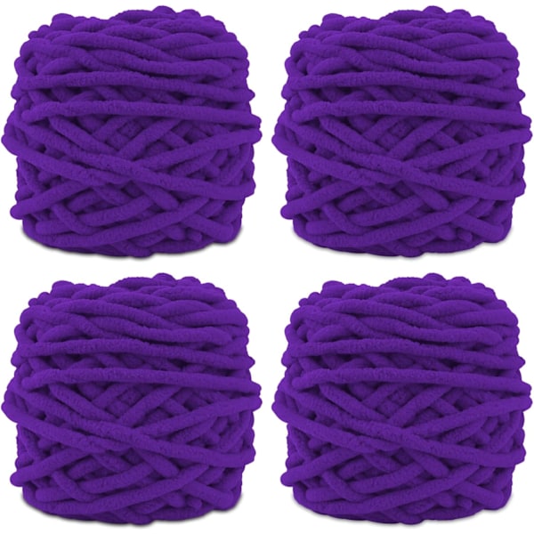 Stickgarn 4x Stickgarn för Virkning, Mjukt Chunky Garn för Garnprojekt-X44- deep purple