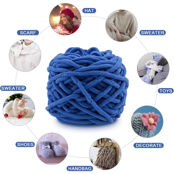 Stickgarn 4x Stickgarn för Virkning, Mjukt Chunky Garn för Garnprojekt-X44- classic blue