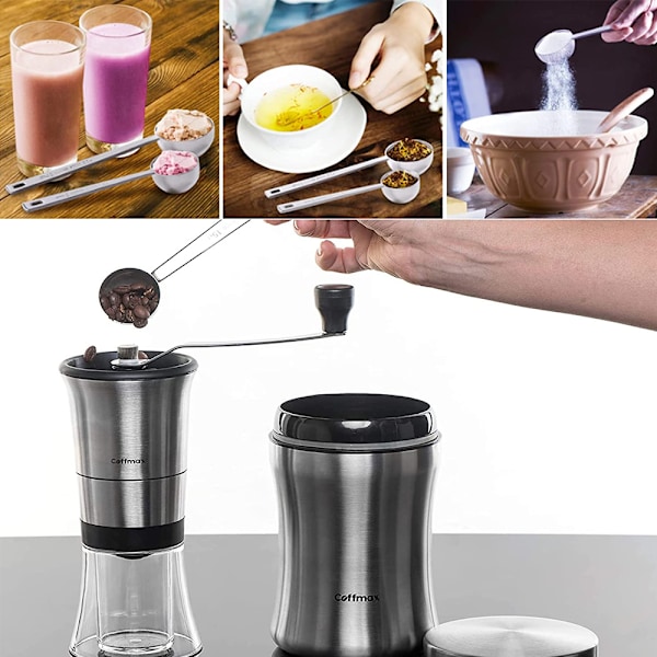 2 stk rustfrie kaffeskeer - 15 ml + 30 ml