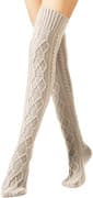 1 par Overknee vinterstrømper til damer Strikkede strømper Legwarmers Strikkede støvlestrømper Beige