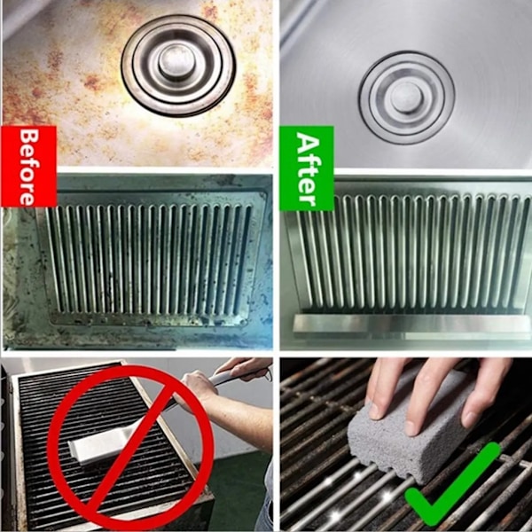 3 Grillrengjøringssteiner for å rengjøre grillen din effektivt - Pimpstein for å fjerne flekker og fett lett, 10*7*4cm