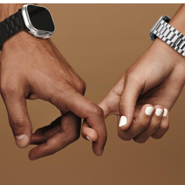 Rostfria stålband kompatibla 45mm 44mm 42mm 41mm 40mm 38mm stål med skal för Ultra Series 9 8 7 6 5 4 3 2 1 silver