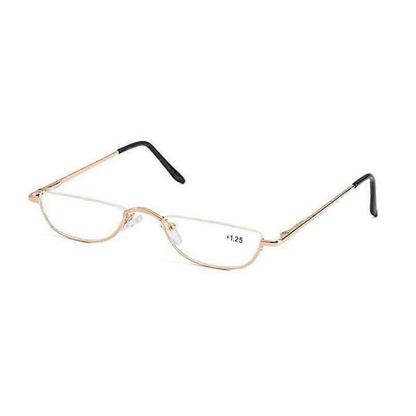 Reading Glasses Spring Hinge Half Moon Semi Rimless Unisex +1.0~+4.0 NEW Gold
