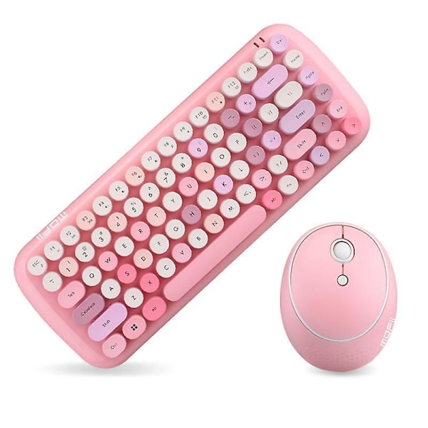 Mofii Trådløst Mini Candy Tastatur og Mus Kombosett Blandet Farge 2.4g Pink