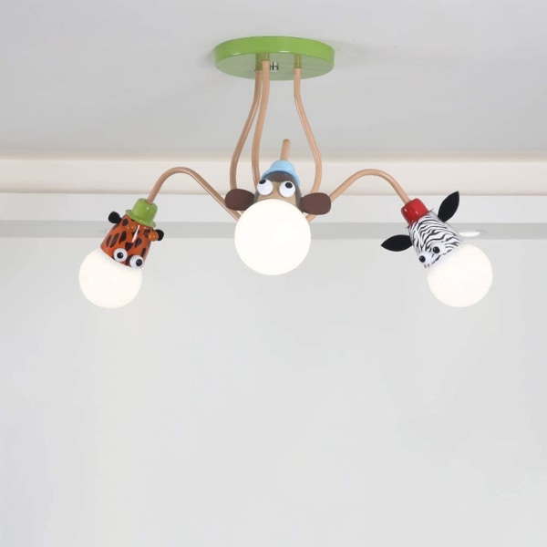 Barnrumstaklampamodernt barnrum pojkflickasovruminstallationljuskronakreativt tecknat djurdesign tak dekorativ ljuskrona(3T)