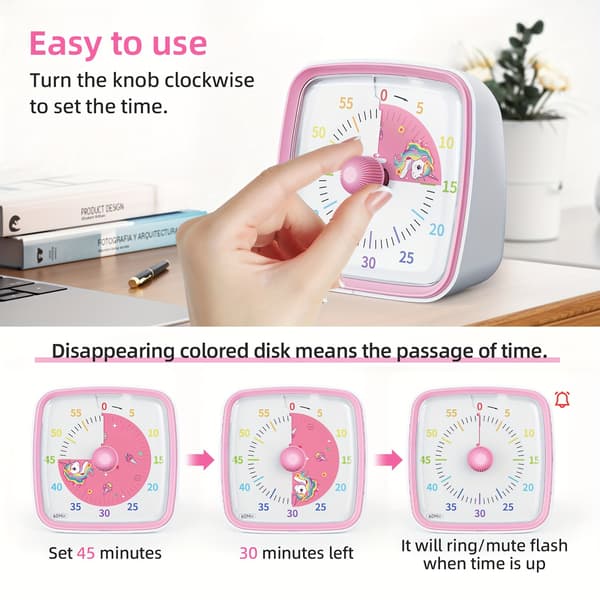 Regnbue Visuel Timer med Natlys 60-Minutters Lydløs Nedtælling Blå Not provided Blue