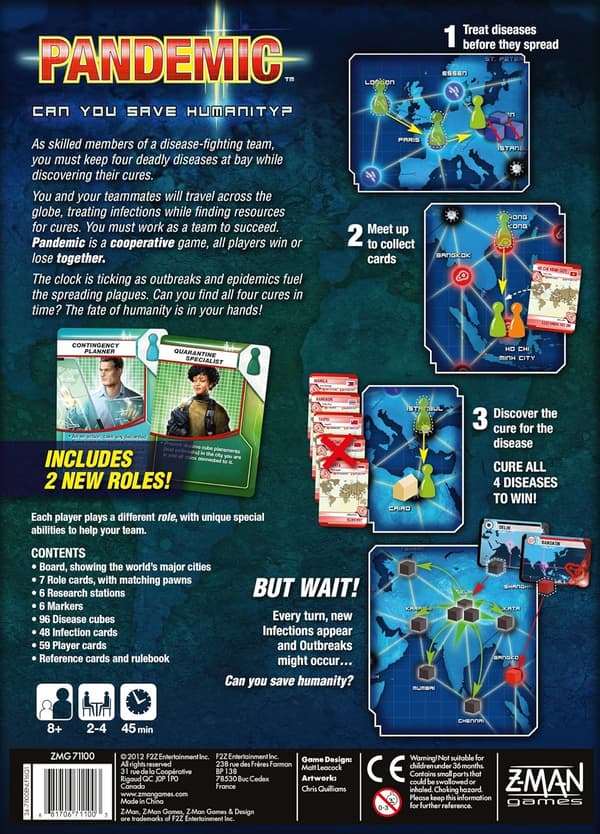 Z-Man Games | Pandemic | Brädspel | Ålder 8+ | 2-4 Spelare | 45 Minuters Speltid{dsd}-FS-