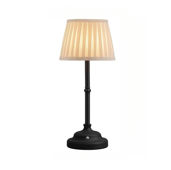 Wireless Lamp with Fabric Table Shade - Rechargeable 2000 mAh, Dimmable with 3 Light Modes, for Dining Room, Bedside Table, Bar, Night Light, Camping Svart