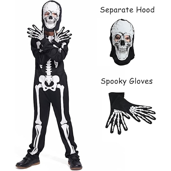 Party Kids Skelet Kostume Glow in the Dark Skelet Halloween Skelet Kostumer til Drenge og Piger Størrelse S (110-120cm) S