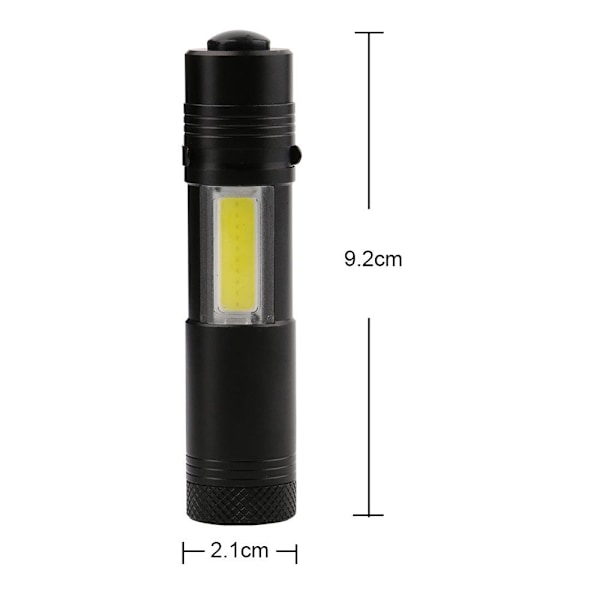 Mini COB LED Liten och Smidig Ficklampa Svart