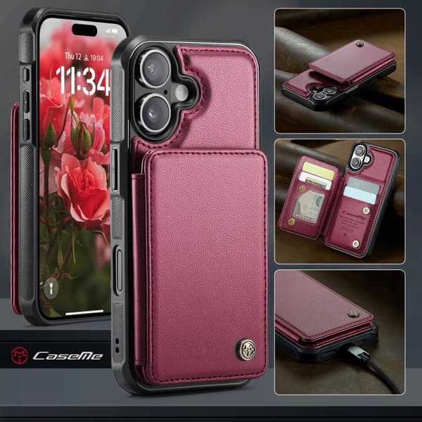 iPhone 17 -kuori korttipaikalla ja RFID-suojauksella Röd
