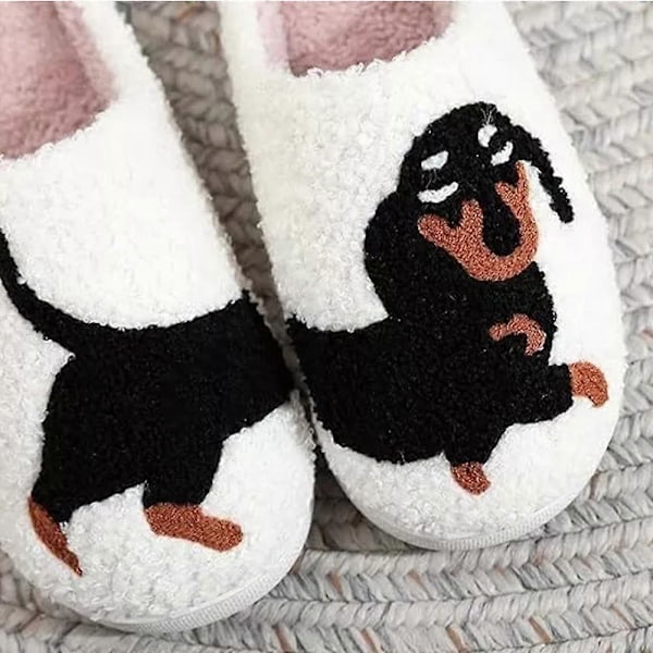Dachshund-tøfler for kvinner, Dyretegnet Wienerhund-tøffel-FS1- 38 to 39